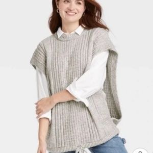 NWOT Universal Thread OSFM Knit Boxy Oversized Sweater Vest Grey
